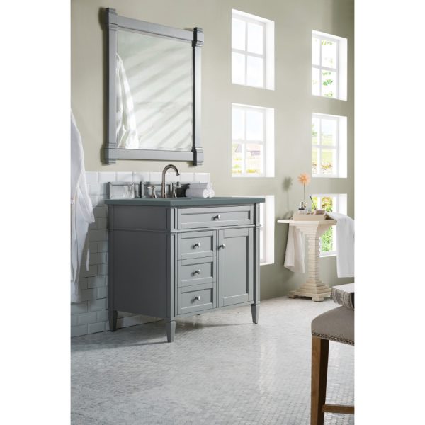 Brittany 36 inch Bathroom Vanity in Urban Gray With Cala Blue Quartz Top
