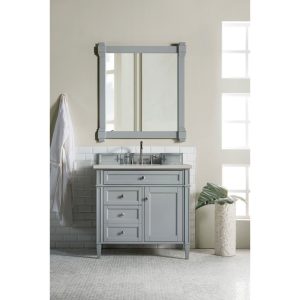 Brittany 36 inch Bathroom Vanity in Urban Gray With Eternal Serena Quartz Top