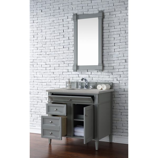 Brittany 36 inch Bathroom Vanity in Urban Gray With Eternal Serena Quartz Top