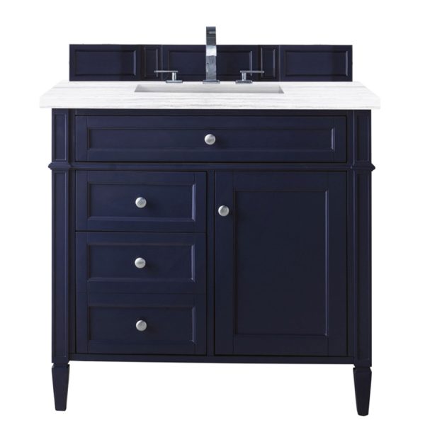 Brittany 36 inch Bathroom Vanity in Victory Blue With Arctic Fall Quartz Top