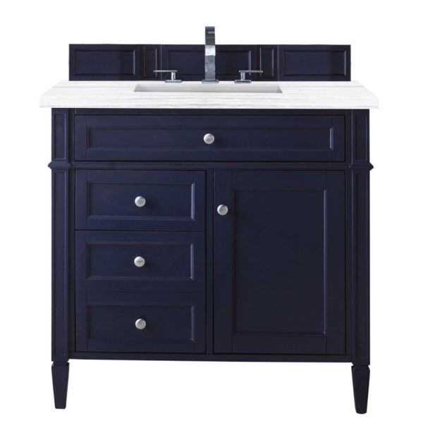 Brittany 36 inch Bathroom Vanity in Victory Blue With Carrara Marble Top