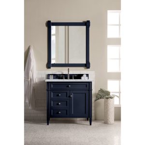 Brittany 36 inch Bathroom Vanity in Victory Blue With Carrara Marble Top