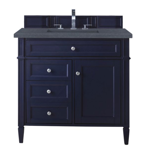 Brittany 36 inch Bathroom Vanity in Victory Blue With Charcoal Soapstone Quartz Top