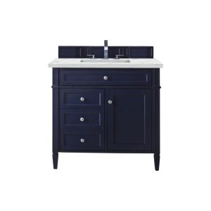 Brittany 36 inch Bathroom Vanity in Victory Blue With Ethereal Noctis Quartz Top