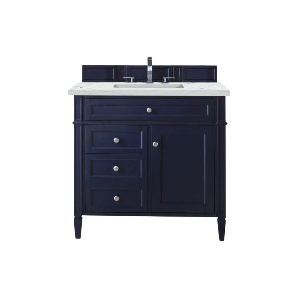 Brittany 36 inch Bathroom Vanity in Victory Blue With Ethereal Noctis Quartz Top