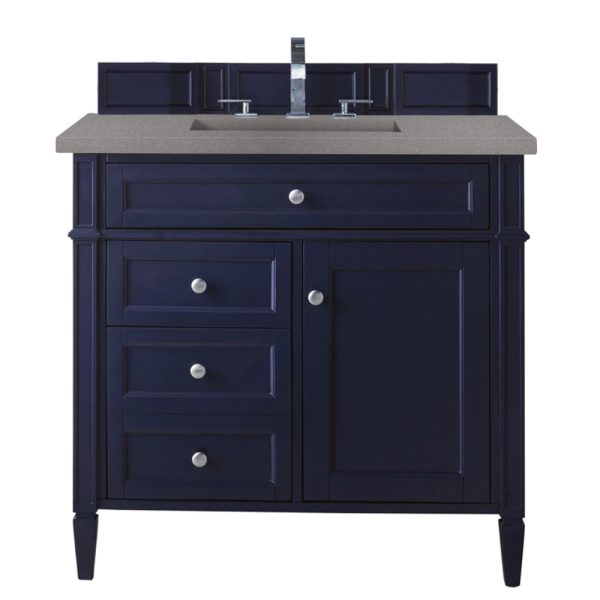 Brittany 36 inch Bathroom Vanity in Victory Blue With Grey Expo Quartz Top