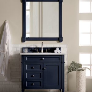 Brittany 36 inch Bathroom Vanity in Victory Blue With Arctic Fall Quartz Top