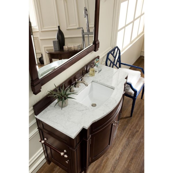 Brittany 46 inch Bathroom Vanity in Burnished Mahogany With Carrara Marble Top