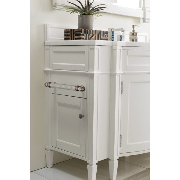 Brittany 46 inch Bathroom Vanity in Bright White With Carrara Marble Top