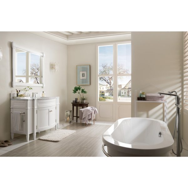 Brittany 46 inch Bathroom Vanity in Bright White With Carrara Marble Top