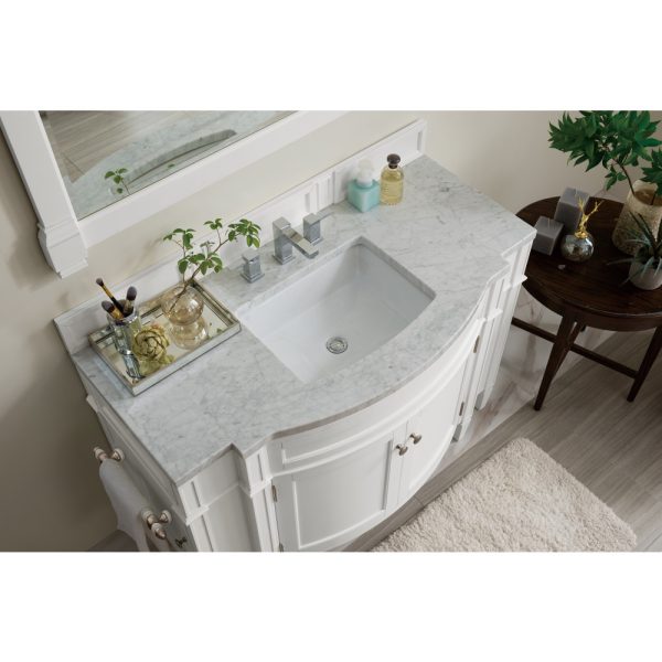 Brittany 46 inch Bathroom Vanity in Bright White With Carrara Marble Top