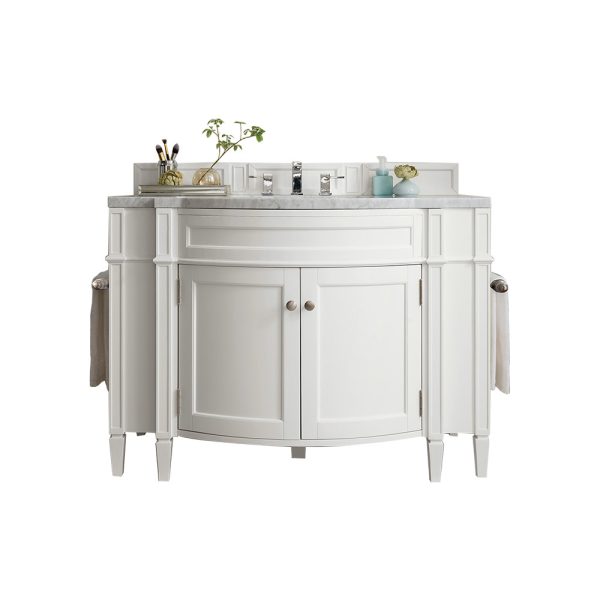 Brittany 46 inch Bathroom Vanity in Bright White With Arctic Fall Quartz Top