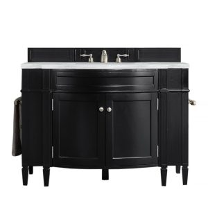 Brittany 46 inch Bathroom Vanity in Black Onyx With Arctic Fall Quartz Top