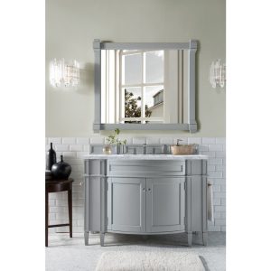 Brittany 46 inch Bathroom Vanity in Urban Gray With Carrara Marble Top