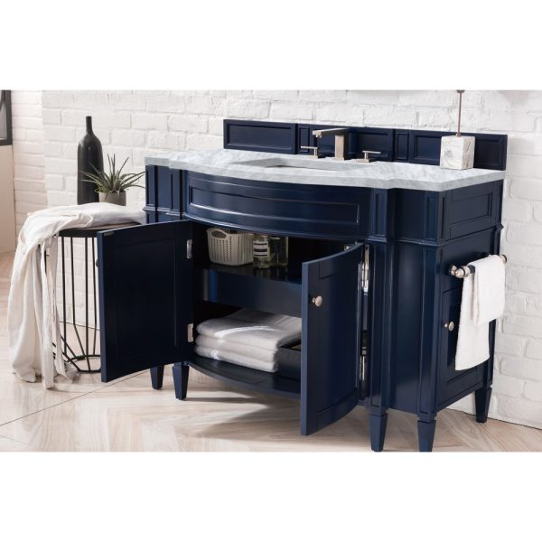 Brittany 46 inch Bathroom Vanity in Victory Blue With Carrara Marble Top 