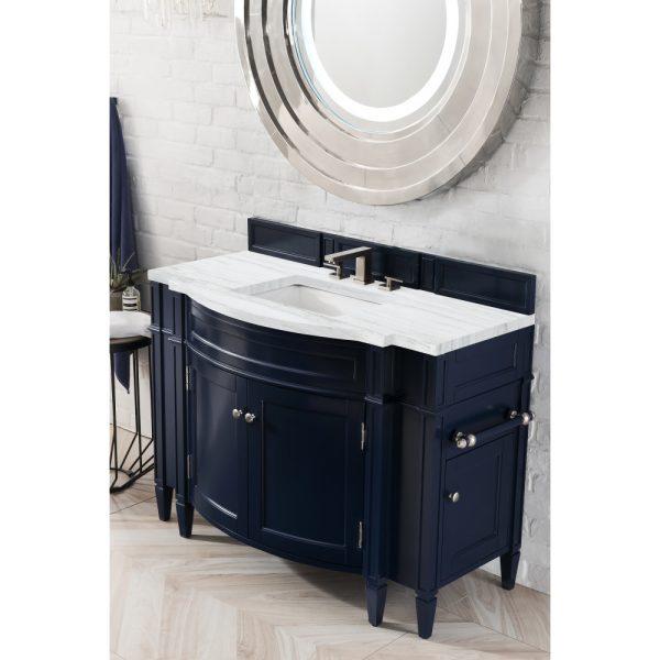 Brittany 46 inch Bathroom Vanity in Victory Blue With Arctic Fall Quartz Top