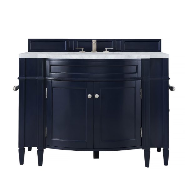 Brittany 46 inch Bathroom Vanity in Victory Blue With Carrara Marble Top 