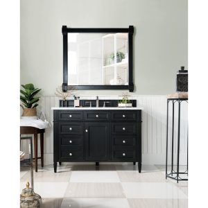 Brittany 48 inch Bathroom Vanity in Black Onyx With Carrara Marble Top