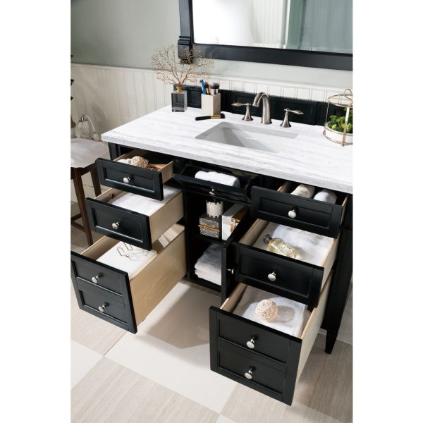 Brittany 48 inch Bathroom Vanity in Black Onyx With Arctic Fall Quartz Top