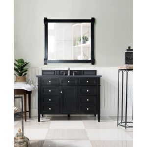 Brittany 48 inch Bathroom Vanity in Black Onyx With Charcoal Soapstone Quartz Top