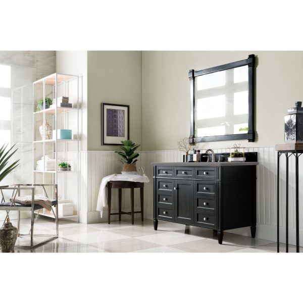 Brittany 48 inch Bathroom Vanity in Black Onyx With Grey Expo Quartz Top