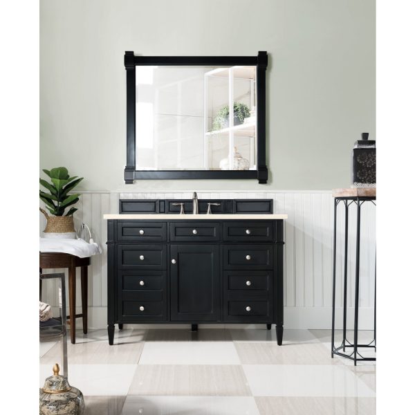 Brittany 48 inch Bathroom Vanity in Black Onyx With Eternal Marfil Quartz Top