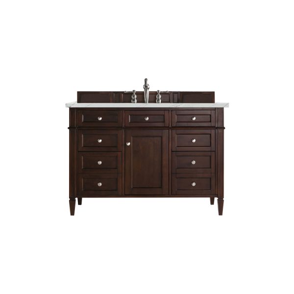 Brittany 48 inch Bathroom Vanity in Burnished Mahogany With Ethereal Noctis Quartz Top