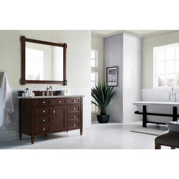 Brittany 48 inch Bathroom Vanity in Burnished Mahogany With Eternal Serena Quartz Top