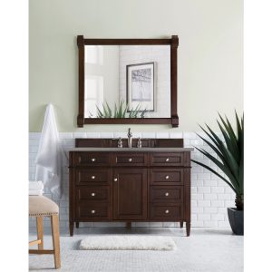 Brittany 48 inch Bathroom Vanity in Burnished Mahogany With Grey Expo Quartz Top