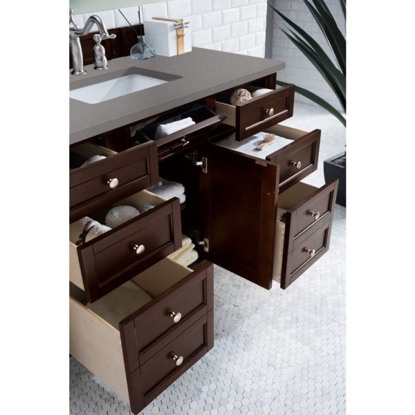 Brittany 48 inch Bathroom Vanity in Burnished Mahogany With Grey Expo Quartz Top