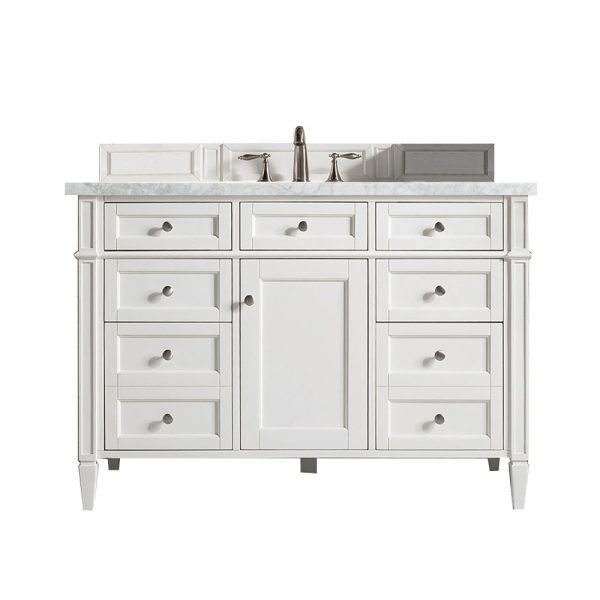 Brittany 48 inch Bathroom Vanity in Bright White With Carrara Marble Top
