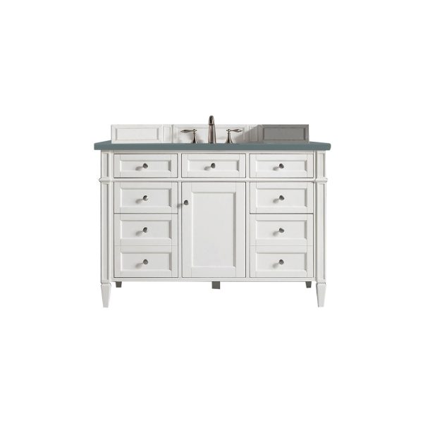 Brittany 48 inch Bathroom Vanity in Bright White With Cala Blue Quartz Top