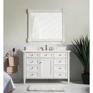 Brittany 48 inch Bathroom Vanity in Bright White With Eternal Marfil Quartz Top