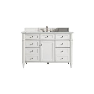 Brittany 48 inch Bathroom Vanity in Bright White With Ethereal Noctis Quartz Top