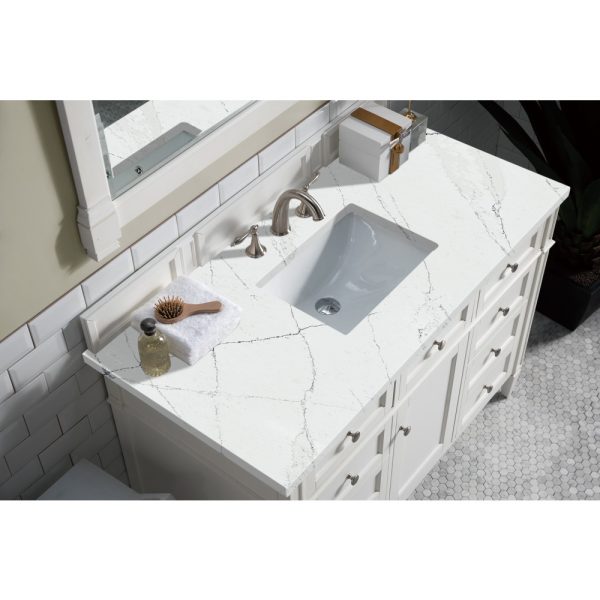 Brittany 48 inch Bathroom Vanity in Bright White With Ethereal Noctis Quartz Top