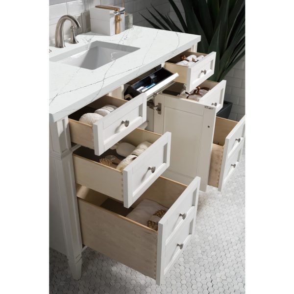 Brittany 48 inch Bathroom Vanity in Bright White With Ethereal Noctis Quartz Top