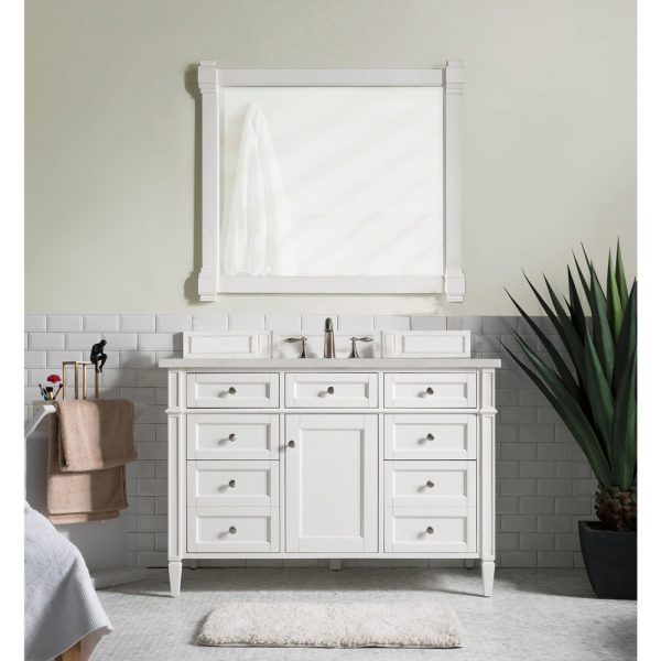 Brittany 48 inch Bathroom Vanity in Bright White With Eternal Serena Quartz Top