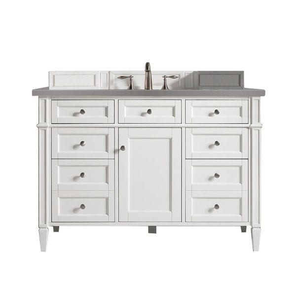Brittany 48 inch Bathroom Vanity in Bright White With Grey Expo Quartz Top