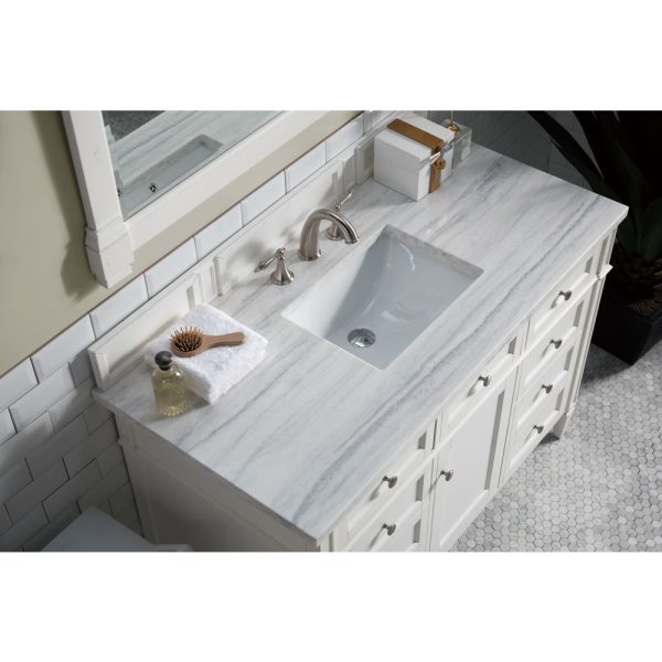 Brittany 48 inch Bathroom Vanity in Bright White With Arctic Fall Quartz Top
