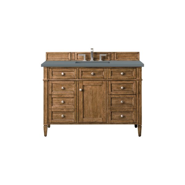 Brittany 48 inch Bathroom Vanity in Saddle Brown With Cala Blue Quartz Top
