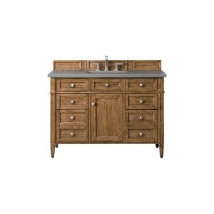 Brittany 48 inch Bathroom Vanity in Saddle Brown With Grey Expo Quartz Top