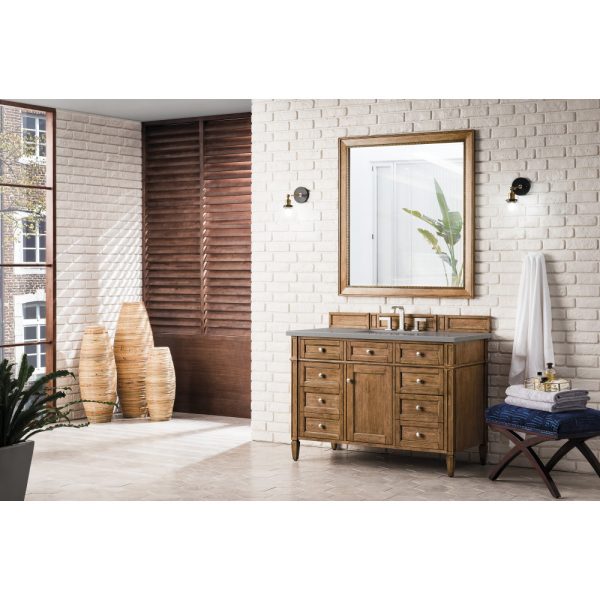 Brittany 48 inch Bathroom Vanity in Saddle Brown With Grey Expo Quartz Top
