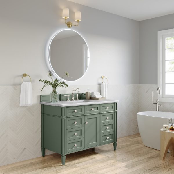 Brittany 48 inch Bathroom Vanity in Sage Green With Arctic Fall Quartz Top