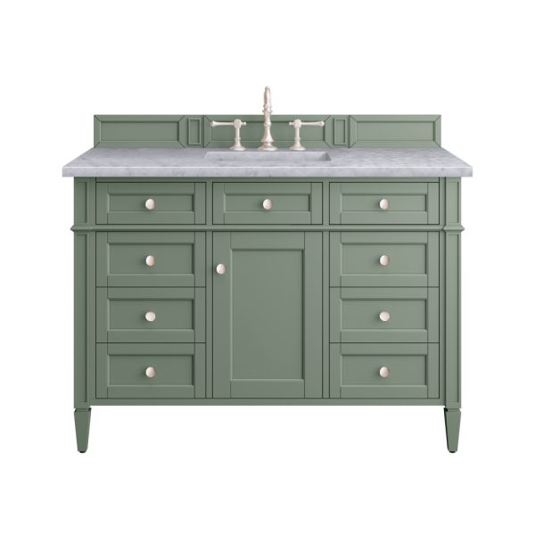 Brittany 48 inch Bathroom Vanity in Sage Green With Carrara Marble Top Top
