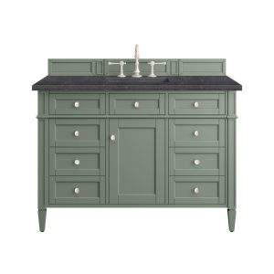 Brittany 48 inch Bathroom Vanity in Sage Green With Charcoal Soapstone Quartz Top