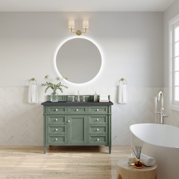 Brittany 48 inch Bathroom Vanity in Sage Green With Charcoal Soapstone Quartz Top
