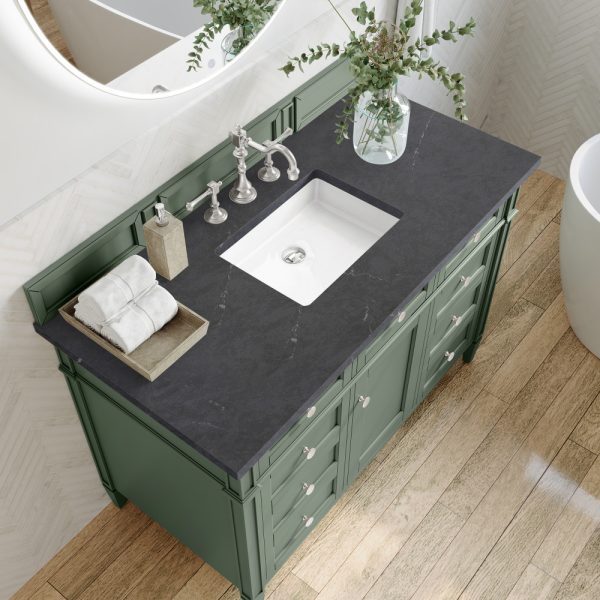 Brittany 48 inch Bathroom Vanity in Sage Green With Charcoal Soapstone Quartz Top