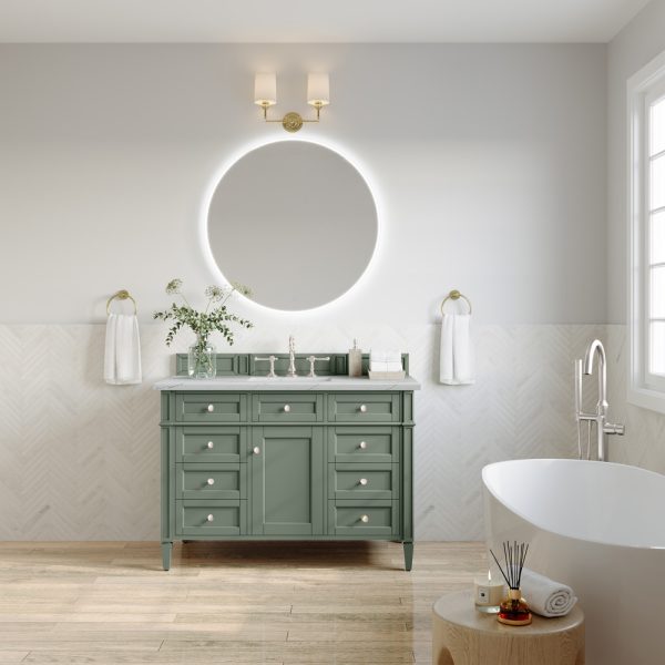 Brittany 48 inch Bathroom Vanity in Smokey Celadon With Ethereal Noctis Quartz Top