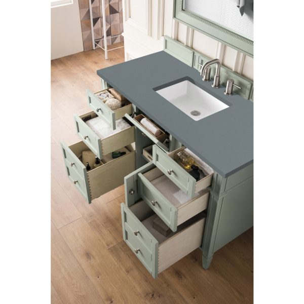 Brittany 48 inch Bathroom Vanity in Sage Green With Cala Blue Quartz Top