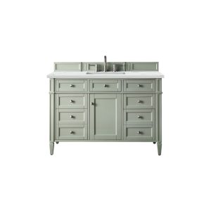 Brittany 48 inch Bathroom Vanity in Sage Green With Ethereal Noctis Quartz Top
